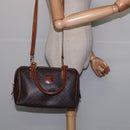 CELINE Macadam Canvas Hand Bag PVC Leather 2way Brown Gold Auth 144099-23