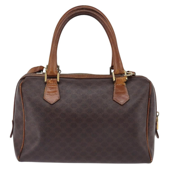 CELINE Macadam Canvas Hand Bag PVC Leather 2way Brown Gold Auth 144099