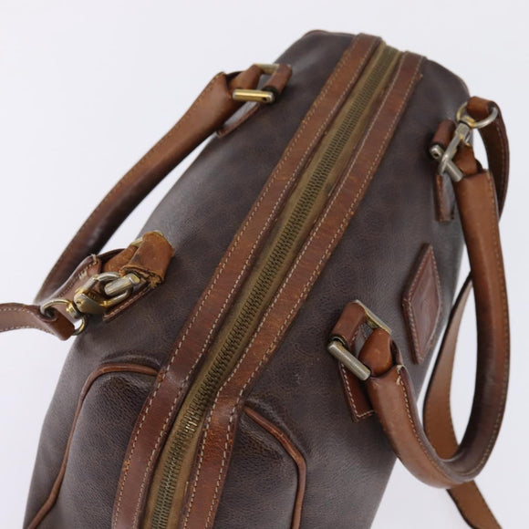 CELINE Macadam Canvas Hand Bag PVC Leather 2way Brown Gold Auth 144099