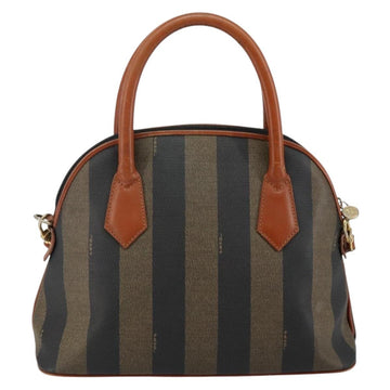 FENDI Pecan Canvas Hand Bag PVC 2way Black Brown Auth 144125 - 0