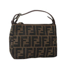 FENDI Zucca Canvas Hand Bag Brown Black Auth 144126-1