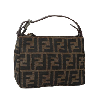FENDI Zucca Canvas Hand Bag Brown Black Auth 144126