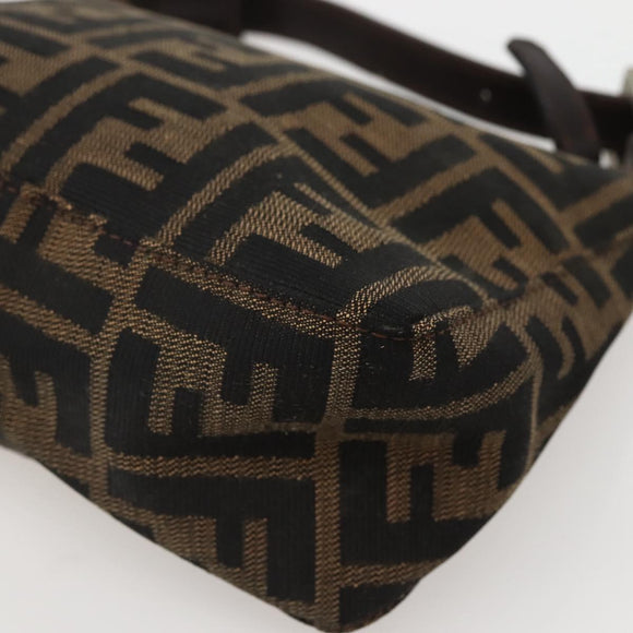 FENDI Zucca Canvas Hand Bag Brown Black Auth 144126
