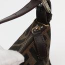FENDI Zucca Canvas Hand Bag Brown Black Auth 144126-9