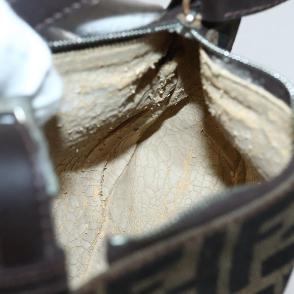 FENDI Zucca Canvas Hand Bag Brown Black Auth 144126