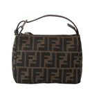 FENDI Zucca Canvas Hand Bag Brown Black Auth 144126-13