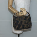 FENDI Zucca Canvas Hand Bag Brown Black Auth 144126-20