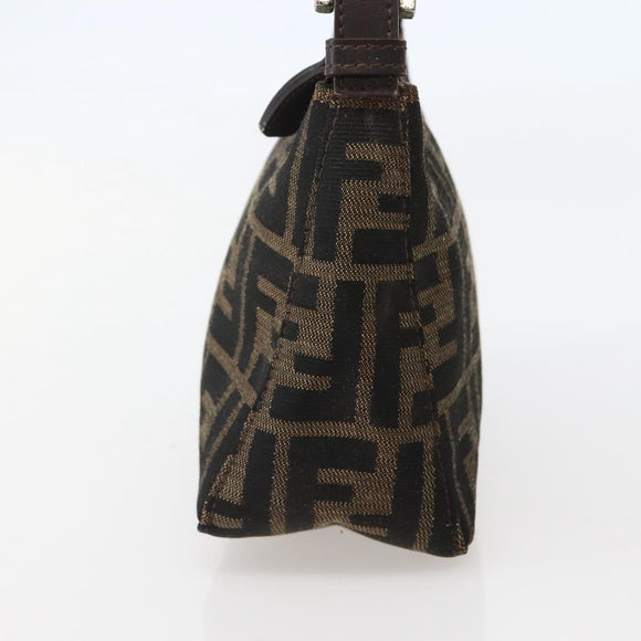 FENDI Zucca Canvas Hand Bag Brown Black Auth 144126