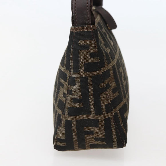 FENDI Zucca Canvas Hand Bag Brown Black Auth 144126