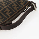 FENDI Zucca Canvas Hand Bag Brown Black Auth 144126-7