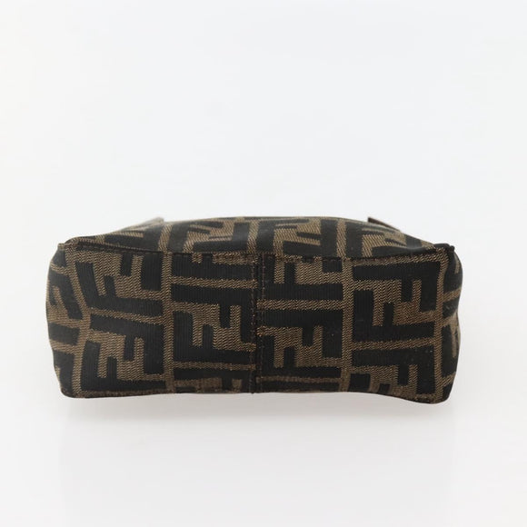 FENDI Zucca Canvas Hand Bag Brown Black Auth 144126