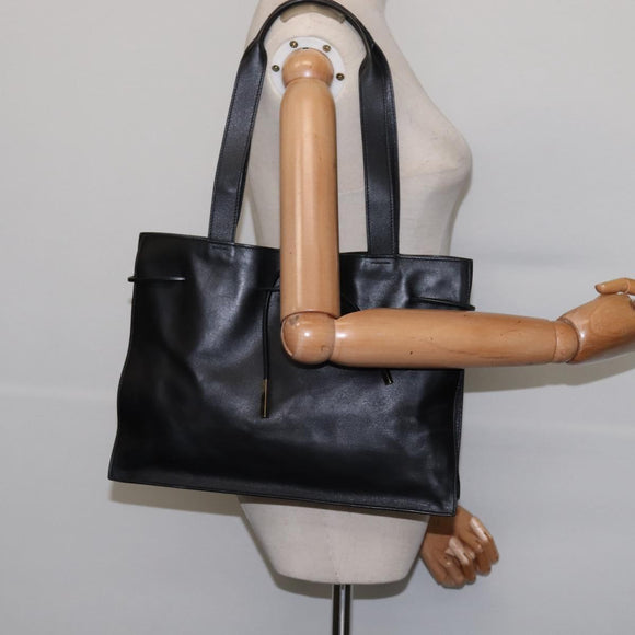 GUCCI Tote Bag Leather Black Gold 002 1053 3754 Auth 144129