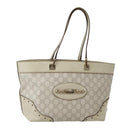 GUCCI GG Canvas Guccissima Tote Bag Leather White Gold 145993 Auth 144130-1