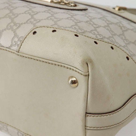 GUCCI GG Canvas Guccissima Tote Bag Leather White Gold 145993 Auth 144130