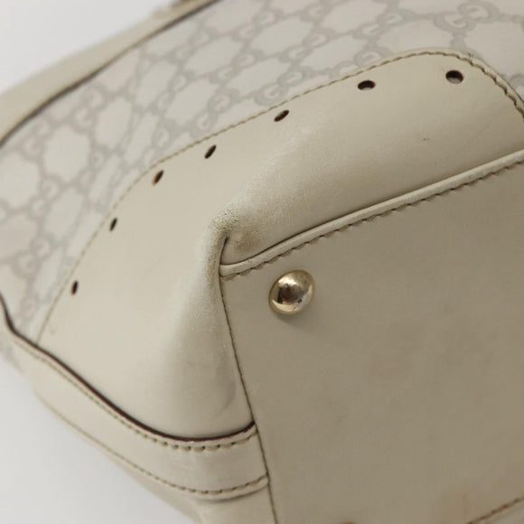 GUCCI GG Canvas Guccissima Tote Bag Leather White Gold 145993 Auth 144130