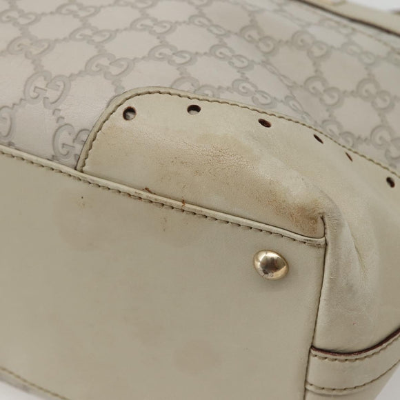 GUCCI GG Canvas Guccissima Tote Bag Leather White Gold 145993 Auth 144130