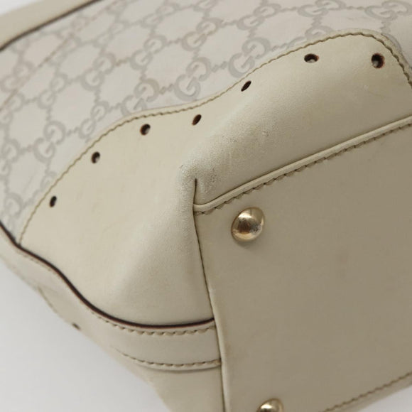 GUCCI GG Canvas Guccissima Tote Bag Leather White Gold 145993 Auth 144130