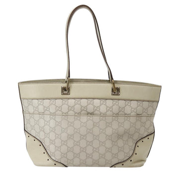 GUCCI GG Canvas Guccissima Tote Bag Leather White Gold 145993 Auth 144130 - 0