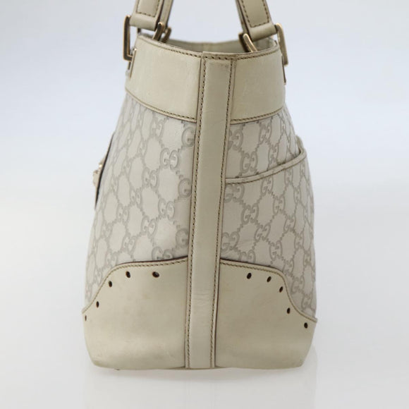 GUCCI GG Canvas Guccissima Tote Bag Leather White Gold 145993 Auth 144130