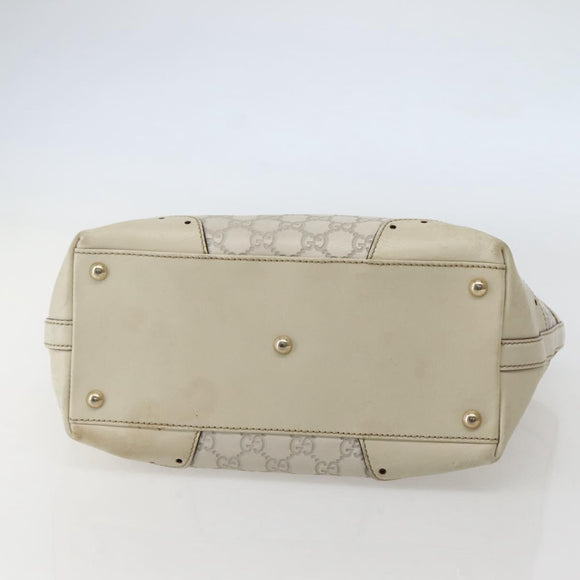GUCCI GG Canvas Guccissima Tote Bag Leather White Gold 145993 Auth 144130