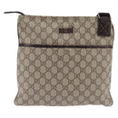 GUCCI GG Supreme Shoulder Bag PVC Beige Silver 141626 Auth 144131-2