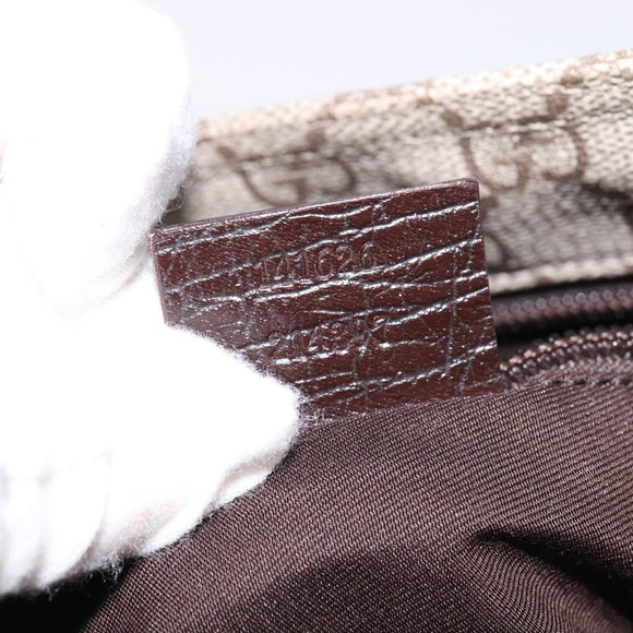 GUCCI GG Supreme Shoulder Bag PVC Beige Silver 141626 Auth 144131