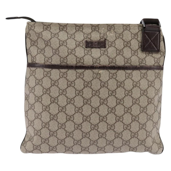 GUCCI GG Supreme Shoulder Bag PVC Beige Silver 141626 Auth 144131