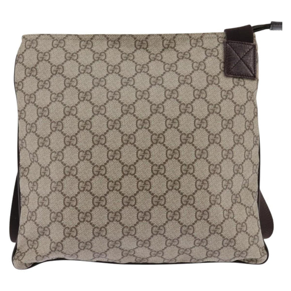 GUCCI GG Supreme Shoulder Bag PVC Beige Silver 141626 Auth 144131