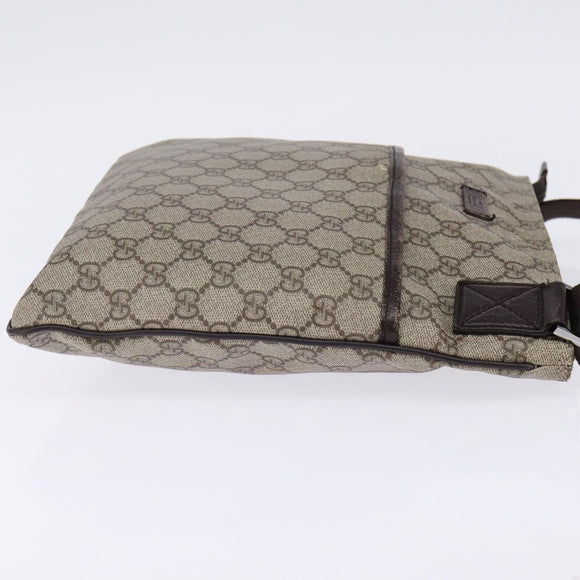 GUCCI GG Supreme Shoulder Bag PVC Beige Silver 141626 Auth 144131