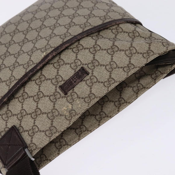 GUCCI GG Supreme Shoulder Bag PVC Beige Silver 141626 Auth 144131