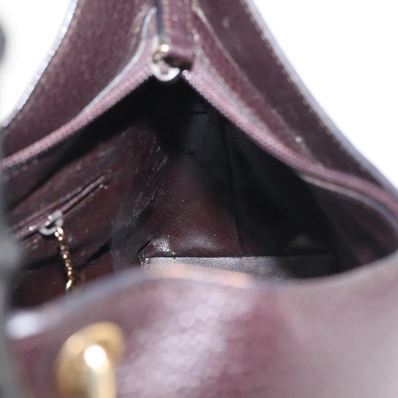 GUCCI Bamboo Shoulder Bag Leather Dark Brown Gold 001 3008 Auth 144134