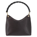 GUCCI Bamboo Shoulder Bag Leather Dark Brown Gold 001 3008 Auth 144134-2
