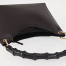 GUCCI Bamboo Shoulder Bag Leather Dark Brown Gold 001 3008 Auth 144134-6