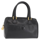 GUCCI Hand Bag Leather Black Gold Auth 144139-1