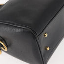 GUCCI Hand Bag Leather Black Gold Auth 144139-10