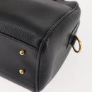 GUCCI Hand Bag Leather Black Gold Auth 144139-11