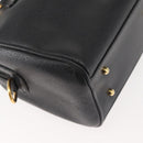 GUCCI Hand Bag Leather Black Gold Auth 144139-12