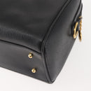 GUCCI Hand Bag Leather Black Gold Auth 144139-13