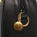 GUCCI Hand Bag Leather Black Gold Auth 144139-14