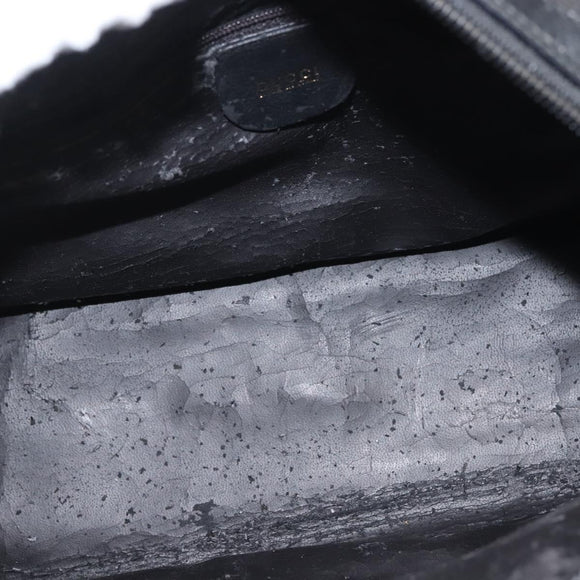 GUCCI Hand Bag Leather Black Gold Auth 144139