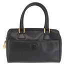 GUCCI Hand Bag Leather Black Gold Auth 144139-2