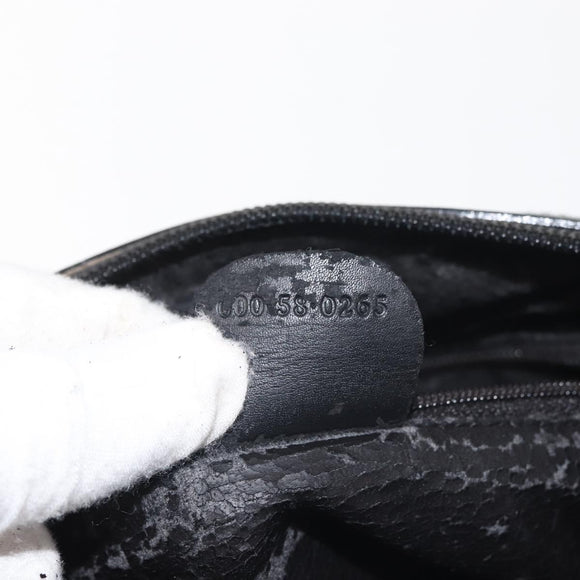 GUCCI Hand Bag Leather Black Gold Auth 144139