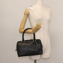 GUCCI Hand Bag Leather Black Gold Auth 144139-22
