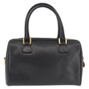 GUCCI Hand Bag Leather Black Gold Auth 144139-3