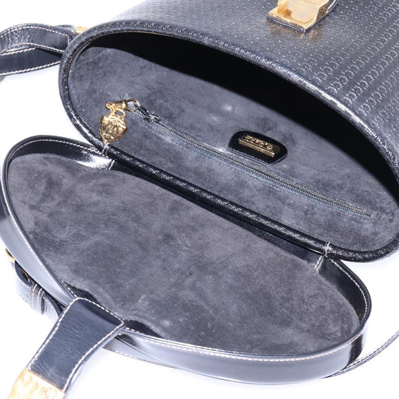 GUCCI Interlocking Shoulder Bag Leather Black Gold 001 33 0998 Auth 144140