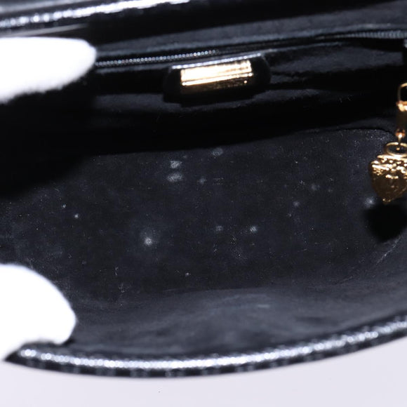 GUCCI Interlocking Shoulder Bag Leather Black Gold 001 33 0998 Auth 144140