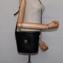 GUCCI Interlocking Shoulder Bag Leather Black Gold 001 33 0998 Auth 144140-22