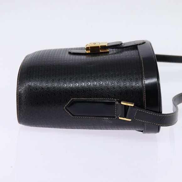 GUCCI Interlocking Shoulder Bag Leather Black Gold 001 33 0998 Auth 144140