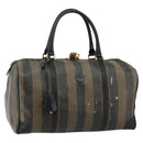 FENDI Pecan Canvas Boston Bag PVC Black Brown Auth 144142-1
