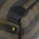 FENDI Pecan Canvas Boston Bag PVC Black Brown Auth 144142-15